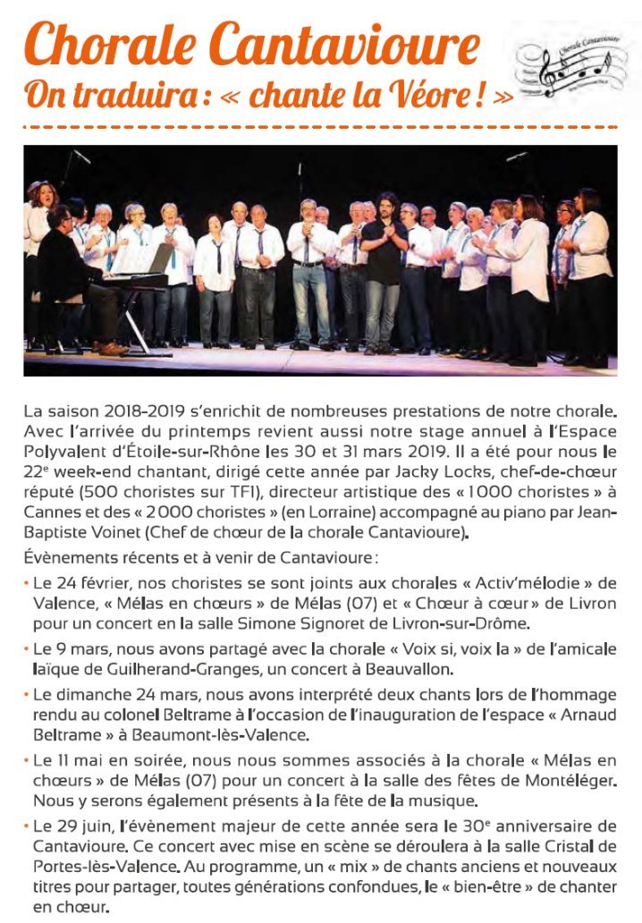 Chorale Cantavioure, Beaumont-lès-Valence