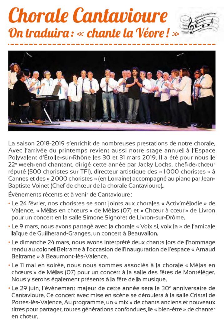 Chorale Cantavioure, Beaumont-lès-Valence