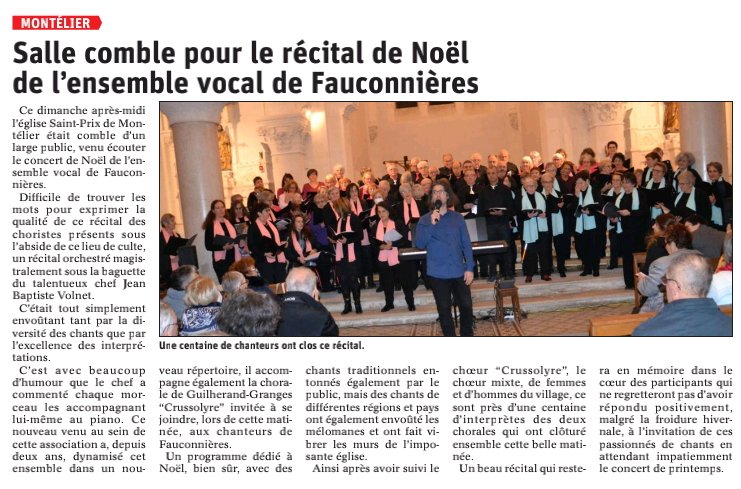 Concert chorale de Noël à Montélier